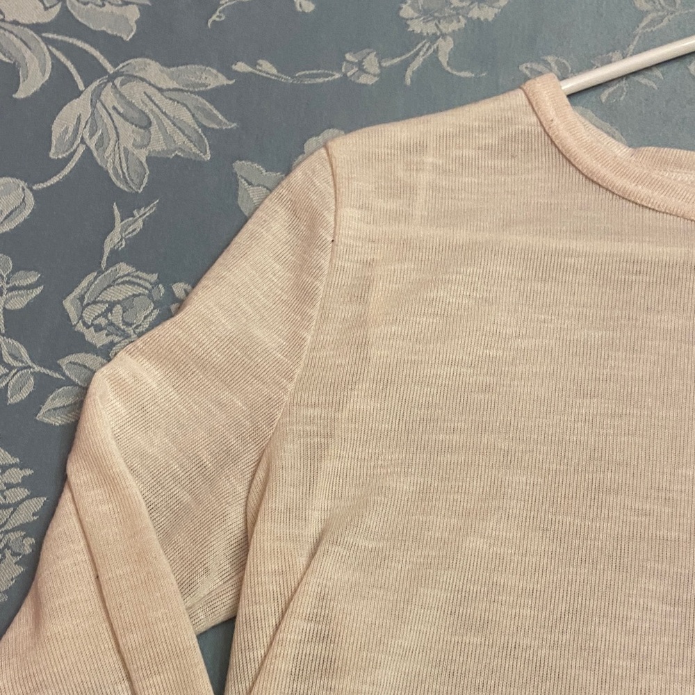 Women's Cream and Pink Plaid Hem Top - Picture 3 of 11